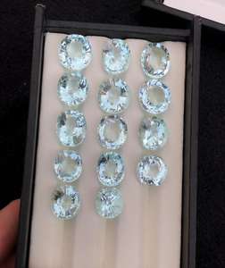 Lot de pierres précieuses d'aigue-marine naturelle, tons blanc et bleu, excellente taille, clarté impeccable, pierres brutes pour bijoux - Product Image 2