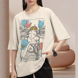 Camiseta Oversize de Algodón para Mujer, Estilo Urbano, Corte Holgado, Alta Calidad, Hombros Caídos, Logotipo de Marca Personalizado - Product Image 5