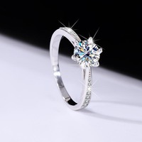 Cincin Berlian Bulat Brilian Buatan Laboratorium Terlaris, Cincin Pertunangan & Pernikahan Mewah, Perhiasan Berkualitas Tinggi untuk Wanita, Tersedia Untuk Dijual