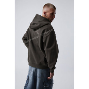 Sweat à capuche zippé surdimensionné pour homme, en coton tricoté 450 GSM, respirant, séchage rapide, avec logo brodé personnalisé, OEM, collection hiver premium - Product Image 5