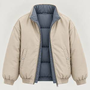 Chaqueta Bomber Reversible Ligera de Invierno para Hombre, Cuello Alto con Cierre, 100% Poliéster, Ropa Casual de Calle para Exteriores - Product Image 6