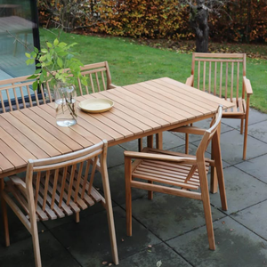 Conjunto de mesa y sillas para comedor exterior con cojines blancos para 6/8 personas, cojines/colores/tamaño personalizables, muebles de interior OEM ODM - Product Image 5