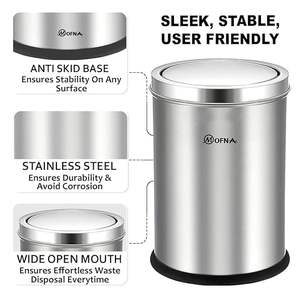 Cubo de basura de acero inoxidable con tapa abatible y tapa extraíble para el hogar, cocina, baño, oficina, 10x14 pulgadas - 18 litros - Product Image 2