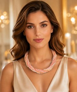 Collier statement torsadé multicouche fait main SSTRINGZ en perles de riz multicolores pour femme, bijoux de fête certifiés Haryana - Product Image 3