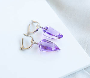 Pendientes colgantes de amatista natural Purple Radiance en plata de ley 925 - Product Image 3