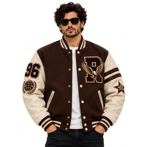 Chaqueta Universitaria Retro Unisex, Mezcla de Lana/Poliéster, Parche de Chenilla con Bordado de Águila, Secado Rápido, Transpirable, Informal de Invierno - Product Image 1