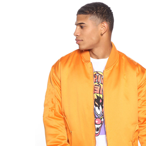 Chaqueta Bomber Naranja para Hombre, Color Sólido, Cuello Camisero, Cierre de Cremallera, Estilo Casual, Corte Regular, Material de Poliéster, Ropa de Otoño - Product Image 5