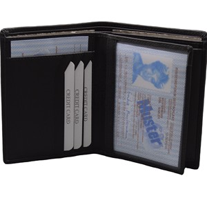 Cartera Trifold de Cuero Genuino para Hombre, Protección RFID, Estilo Minimalista, Negra, de Poliéster, con Bloqueo RFID, para Tarjetas de Viaje - Product Image 4