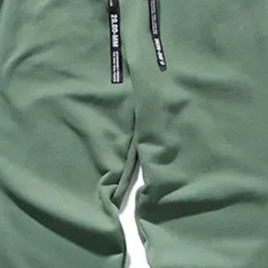 LAMA INDUSTRIES <b>Men's</b> Green <b>Linen</b>/Cotton for Wash Criss-cross Sweatpants Elastic Waist Drawstring Casual <b>Joggers</b> Side Pockets - Product Image 3