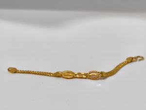 Pulsera de doble cadena de oro macizo de 22 quilates de primera calidad con cierre de gancho en S, elegante centro ovalado, joyería fina para mujer, accesorio de uso diario. - Product Image 4