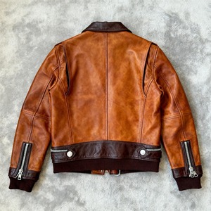 Chaqueta de Cuero Genuino para Hombre, Estilo Motociclista Clásico con Cuello Camisero, Chaqueta de Piel de Vacuno Natural - Product Image 5