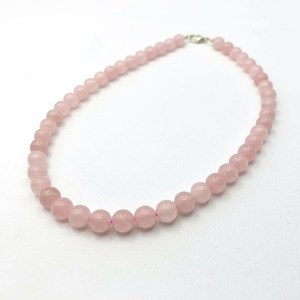 Natural 8mm Rose Quartz Beads Line | <b>Pink</b> Quartz Love Jewelry <b>Necklace</b> | Handmade Minimal Boho <b>Pink</b> Quartz 21 <b>Necklace</b> With Hook - Product Image 2