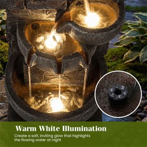 Fontana a Cascata a 5 Livelli con 24 Luci LED, Fontana da Esterno in Resina Grigia - Product Image 6