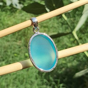 Colgante de Plata de Ley 925 con Calcedonia Azul Ovalada Grande, Chapado en Oro, Joyería Clásica para Bodas, Collar para la Elaboración de Joyas - Product Image 5