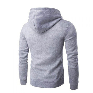 Men's Royal <b>Blue</b> Hooded Zip-Up Sweatshirt Regular Fit Solid Color Casual Autumn Wear French Terry Fabric - Product Image 6