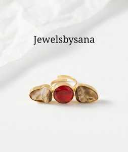 Anillo Ajustable de Latón Dorado Vintage con Piedra, Hecho a Mano, Banda Abierta para Mujer, Regalo - Product Image 4