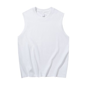China Bangladesh Factory Price OEM Customized Logo 220G Heavyweight Pure Cotton Breathable Knitted Sleeveless Loose Fit <b>Men</b> T - Product Image 2