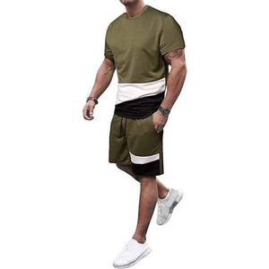 Latest Summer Fashion Men's Casual Short <b>Sets</b> Elastic Waist T-shirt and Shorts Solid Color Custom Printed <b>Twin</b> <b>Sets</b> for Men - Product Image 1