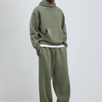 Ensemble de survêtement personnalisé en coton épais 100 %, pull à capuche oversize uni gris chiné, style streetwear