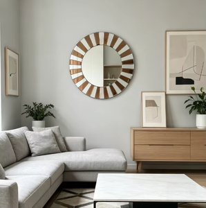 Wholesale Customizable Sunburst Design Handmade Golden <b>Frame</b> Round Glass Decorative Wall <b>Mirror</b> Interior Wall Decor REHMAN CRAFT - Product Image 4