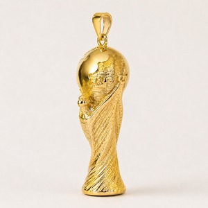 18K Yellow Gold Football <b>Trophy</b> Pendant for Men Custom Sports Championship Locket Wholesale Jewelry - Product Image 1