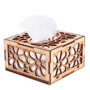 Boîte à mouchoirs en bois artisanale moderne avec support pour la décoration intérieure, design découpé au laser, autoportante pour la décoration de la maison - Product Image 3