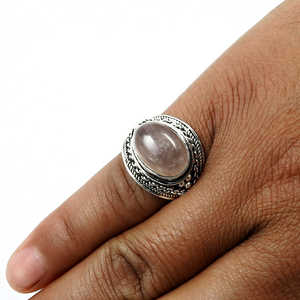 Natural Rose Quartz <b>Statement</b> Wedding Tribal <b>Ring</b> Made of Solid 925 Sterling <b>Silver</b> Boho Jewelry Perfect Anniversary Gift - Product Image 4