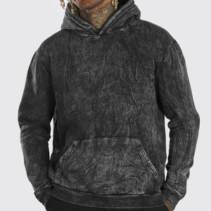 Hoodies amples effet délavé très tendance, streetwear de haute qualité, 100% coton French Terry épais, effet délavé - Product Image 1