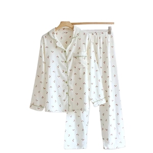 Ropa de Dormir Personalizable para Mujer, de Algodón, Manga Larga, Impresa, de Alta Calidad, Transpirable e Informal - Product Image 1