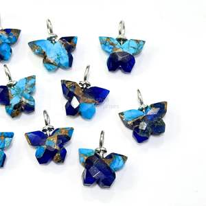Pendentif papillon en turquoise Mohave bleu lapis AAA, argent 925, pierre précieuse sculptée à la main, pendentif turquoise naturel pour bijoux - Product Image 5
