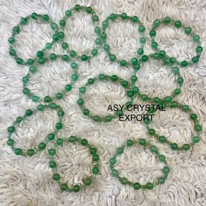 Green Aventurine Beaded <b>Bracelet</b> Handmade Durable Stretch Crystal Jewelry Gemstone Circle Shape Faceted Beading Fashion Healing - Product Image 4