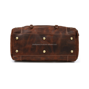 Sac de sport en cuir véritable avec fermeture éclair, imperméable, léger, grande capacité, sac de voyage avec séparation humide/sec, personnalisable - Product Image 2