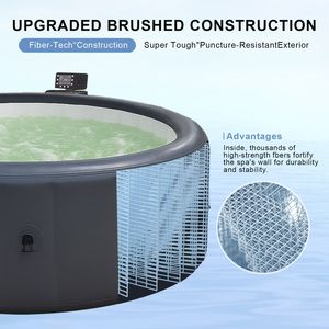 Vasca Idromassaggio Grigia 216*71cm per 2 Persone, Gonfiaggio Rapido, Piscina con Riscaldamento, Massaggio a Bolle, Illuminazione Ambientale e Funzioni di Filtrazione - Product Image 3