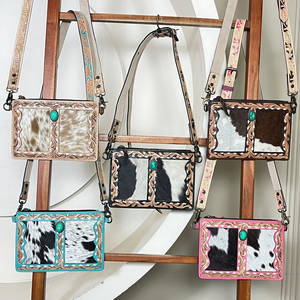 Latest Trending Designer <b>Tooled</b> <b>Leather</b> Cowhide Crossbody Bag for Women's Hair On Hide Shoulder Purse Handmade Floral Sling Bags - Product Image 4