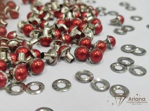 Remaches de Perlas Rojas Premium para Prendas de Cuero, Bolsos, Zapatos, Cinturones, Manualidades y Accesorios de Moda - Product Image 4