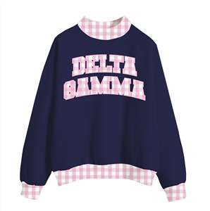 Sudadera de Cuello Redondo con Estampado de Cuadros para Mujer, 100% Algodón, Tejido de Punto, Corte Regular, Estilo Otoñal - Product Image 1