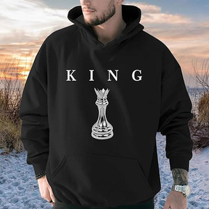 Sudaderas con capucha King Graphic para hombre, sudadera de diseñador oversize, sudaderas con estampado de ajedrez, ropa urbana, sudadera con hombros caídos. - Product Image 4