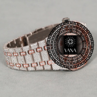 Montre automatique pour homme haut de gamme en or rose et argent, entièrement sertie de diamants Moissanite, style entièrement serti de diamants, en acier inoxydable