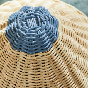 Fun Character Blue Rattan Pencil Shape Storage Basket For Kids Room Organization Bohemian Style Round Woven Basket - Product Image 3