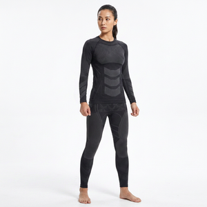 Nouveautés FLW : Ensemble haut et leggings imprimés, sans coutures, séchage rapide, légers, en nylon et élasthanne, manches longues, pour femmes et hommes, idéal pour la gym. - Product Image 4