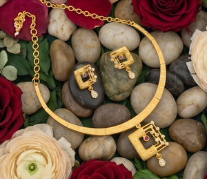 Divyoro Gold Plated Copper Alloy Adjustable Length Classic Style <b>Statement</b> <b>Necklace</b> Earrings Set Women's Wedding Party Jewelry - Product Image 2