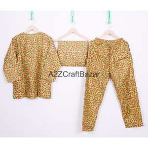 Pyjama en coton tricoté 100% à imprimé floral pour femme, manches trois quarts, taille élastique, longueur intégrale, décontracté, respirant et séchage rapide pour l'automne - Product Image 6