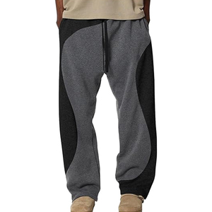 Pantalon de jogging streetwear pour homme, coupe ample, bicolore, taille élastique avec cordon de serrage, décontracté, tendance, à blocs de couleur asymétriques - Product Image 1