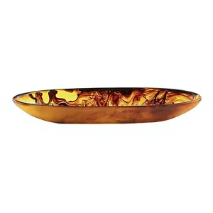 Bol de service en résine rose, moderne, sculpté et texturé, plat décoratif pour servir les aliments lors de fêtes - Product Image 4