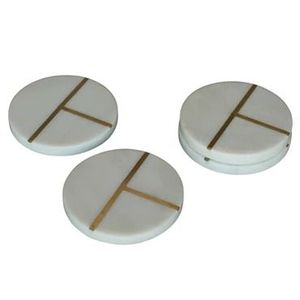 Modern Round Stone Coaster With Gold Lines <b>Table</b> <b>Mat</b> For Tea Cup Decor - Product Image 2