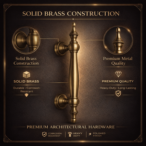 Poignée de porte moderne en laiton massif Sterling |   Poignée de porte d'entrée classique de luxe pour hôtels |   Décoratif architectural durable - Product Image 3