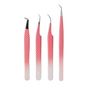 Pince à épiler greffée confortable en acier inoxydable à revêtement rose, élégante et fonctionnelle, de bonne qualité - Product Image 1