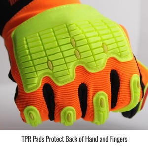 Gants de travail en cuir pour le jardinage, la mécanique, l'entrepôt, résistants aux chocs, avec doublure absorbant la transpiration, gants isolés pour conducteurs, rouges - Product Image 4