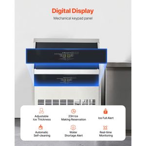 Macchina per il ghiaccio commerciale, 126 cubetti in 15 minuti, capacità di stoccaggio 88 libbre, autoportante, capacità 300 libbre/24 ore - Product Image 4
