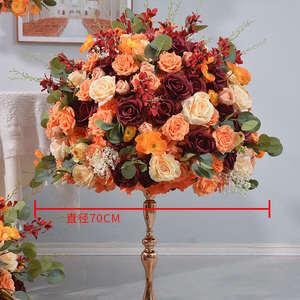 Décoration de table pour événement de mariage d'automne, grand centre de table, fleur rouge orange, grande boule de fleurs artificielles |   Horti Club - Product Image 3